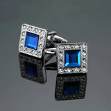 Silver Crystal Round Cufflinks for Men's Shirts