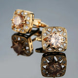 Silver Crystal Round Cufflinks for Men's Shirts