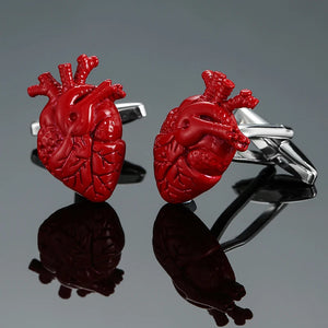 DY brass red heart Cufflinks Men's French shirt Cufflinks
