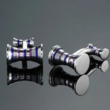 Purple Stripes Brass Cufflinks for Men's French Shirt