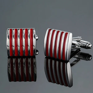 Square Red Stripes Cufflinks Men's French Shirt Cufflink
