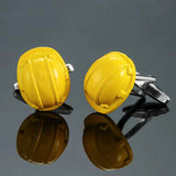 DY Brass Engineer Yellow Safety Helmet Cufflinks Men's French Shirt Cufflinks