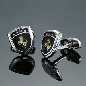DY brass shield Horse Cufflinks Men's French Cufflinks