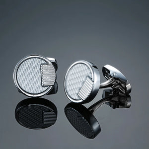 High-Grade Circular Pattern Silvery Cufflinks for Men