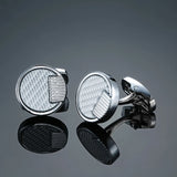 High-Grade Circular Pattern Silvery Cufflinks for Men