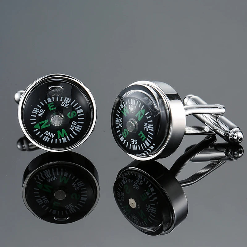 High-Grade Compass Cufflinks for Men's French Shirt