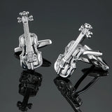 Silvery Violin Music Cufflinks Men's French Shirt Cufflinks