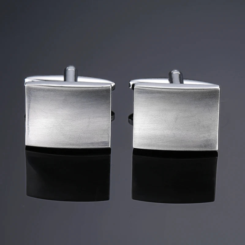 Brass Silver Square Cufflinks Men's French Shirt Cufflinks