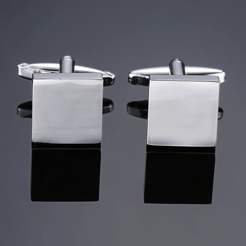 Brass Square Silvery Cufflinks French Shirt Cufflinks