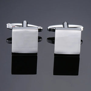 Brass Square Silvery Cufflinks French Shirt Cufflinks