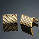 Square Golden Striped Cufflinks Men's French Shirt Cufflink