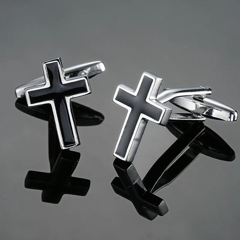 Enamel Craft Cross Cufflinks Men's Shirt French Cufflinks