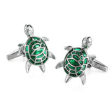 French Shirt Cufflinks - Green Turtle Enamel Craft Men Cufflinks