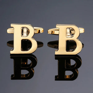 High-quality Brass English Golden Alphabet Cufflinks for Men