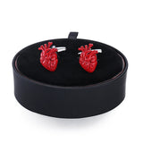 DY Brass Red Heart Cufflinks Leather Box Set Men French Cufflinks Gift Set