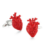 DY Brass Red Heart Cufflinks Leather Box Set Men French Cufflinks Gift Set