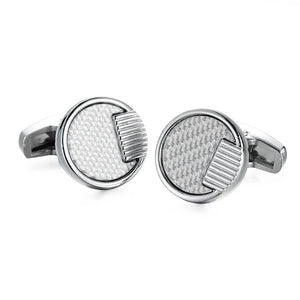 French Shirt Cufflinks Classic Retro Circular Pattern Silvery Cufflinks