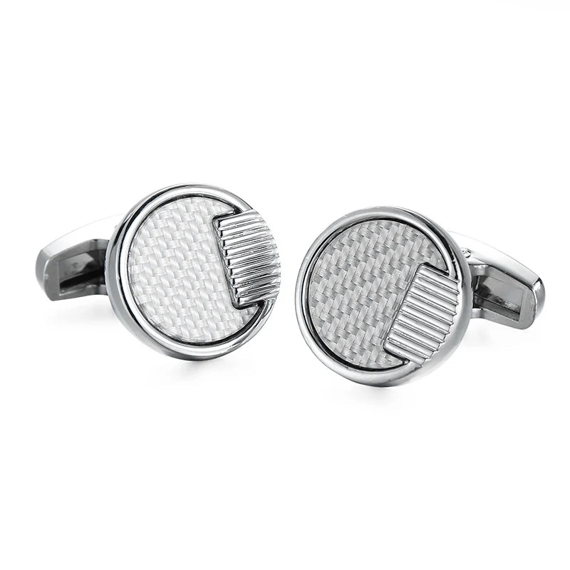 French Shirt Cufflinks Classic Retro Circular Pattern Silvery Cufflinks