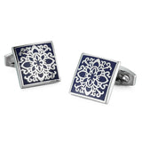French Shirt Cufflinks Square Pattern Silvery