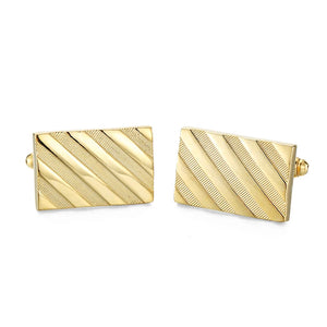 French Shirt Cufflinks Golden Square Striped Men's Dress Shirts