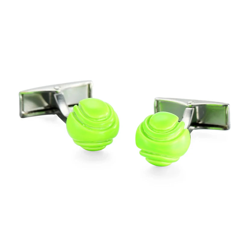 French Green Round Ball Cufflinks for Men