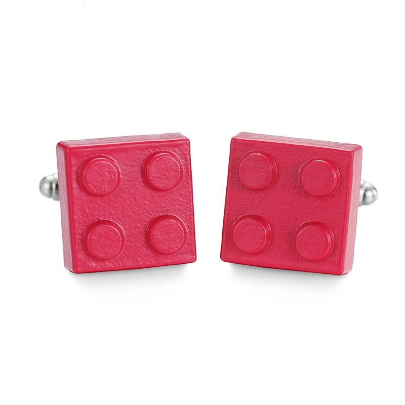 French Shirt Cufflinks Red Square Blocks High-End Men's Business