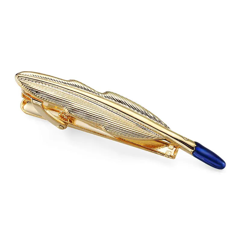 DY Stainless Steel Golden Feather Tie Clip for Men