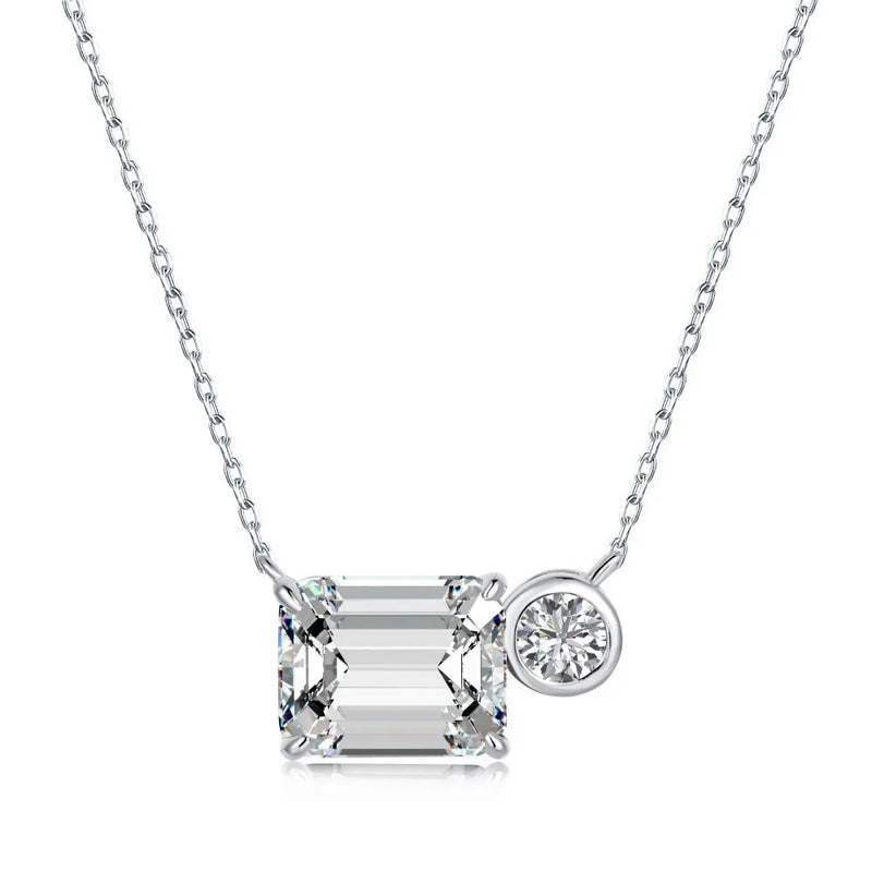 925 Silver Zircon Morganite Rectangle Necklace For Women