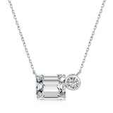 925 Silver Zircon Morganite Rectangle Necklace For Women