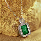 S925 Silver Simulated Emerald Necklace Women Wedding Jewelry
