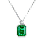 S925 Silver Simulated Emerald Necklace Women Wedding Jewelry