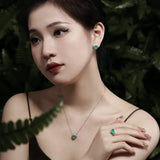 S925 Silver Diamond-set Paraiba Tourmaline Heart Necklace