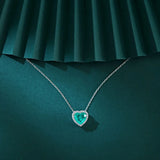 S925 Silver Diamond-set Paraiba Tourmaline Heart Necklace