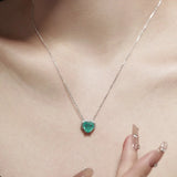 S925 Silver Diamond-set Paraiba Tourmaline Heart Necklace