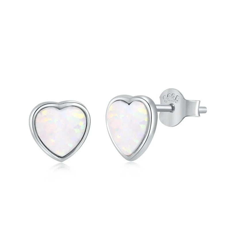 S925 Silver Opal Aobao Heart Earring Women Wedding Jewelry