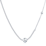 925 Sterling Silver Women Bead Necklace Irregular Splicing