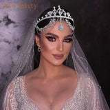Bride Headpiece Rhinestone Forehead Headband Wedding Crown Water Drop Chain