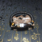 DZI Coconut Shell & Tiger Eye Stone Bracelet, Men's Women's 9mm & 10mm Jewelry