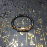 DZI Men & Women's Bracelet 9mm Coconut Shell & 10mm Tiger Eye Stone Jewelry