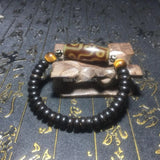 DZI Men & Women's Bracelet 9mm Coconut Shell & 10mm Tiger Eye Stone Jewelry