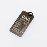 Dad Father Charm Stainless Steel Words Charms DAD Nutrition Facts Pendant