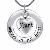Family In My Heart Cremation Urn Keepsake Pendant Necklace