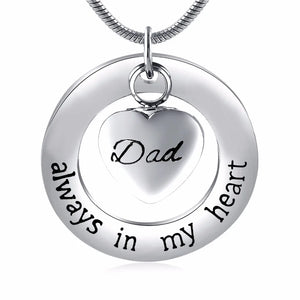 Family In My Heart Cremation Urn Keepsake Pendant Necklace