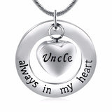 Family In My Heart Cremation Urn Keepsake Pendant Necklace
