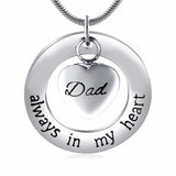 Family In My Heart Cremation Urn Keepsake Pendant Necklace