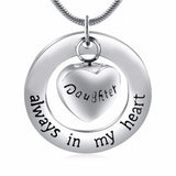 Family In My Heart Cremation Urn Keepsake Pendant Necklace