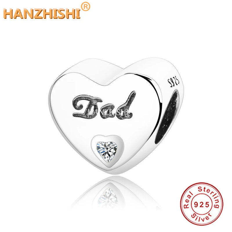 925 Silver Heart Beads Charm for Bracelet Necklace Gift