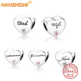 925 Silver Heart Beads Charm for Bracelet Necklace Gift