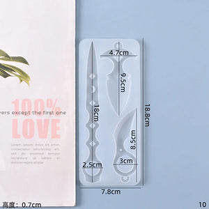 Dagger Defense Sword Crystal Pendant Keychain Silicone Mold