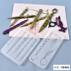 Dagger Defense Sword Crystal Pendant Keychain Silicone Mold